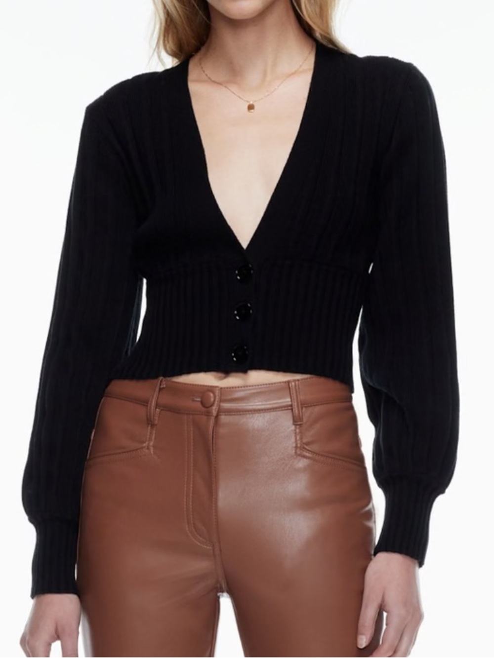 Aritzia Babaton Plunge Front Cardigan in Black